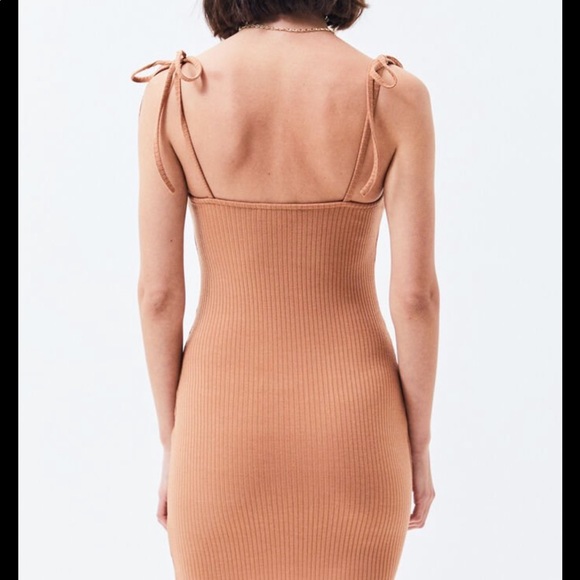 PacSun LA Heart Tan Rib Knit Tie Straps Bodycon Mini Dress - Picture 3 of 9